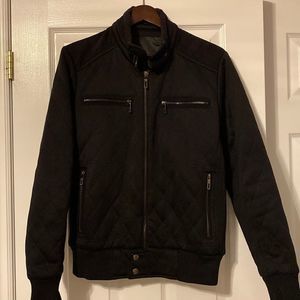 Zara mens black moto jacket size L